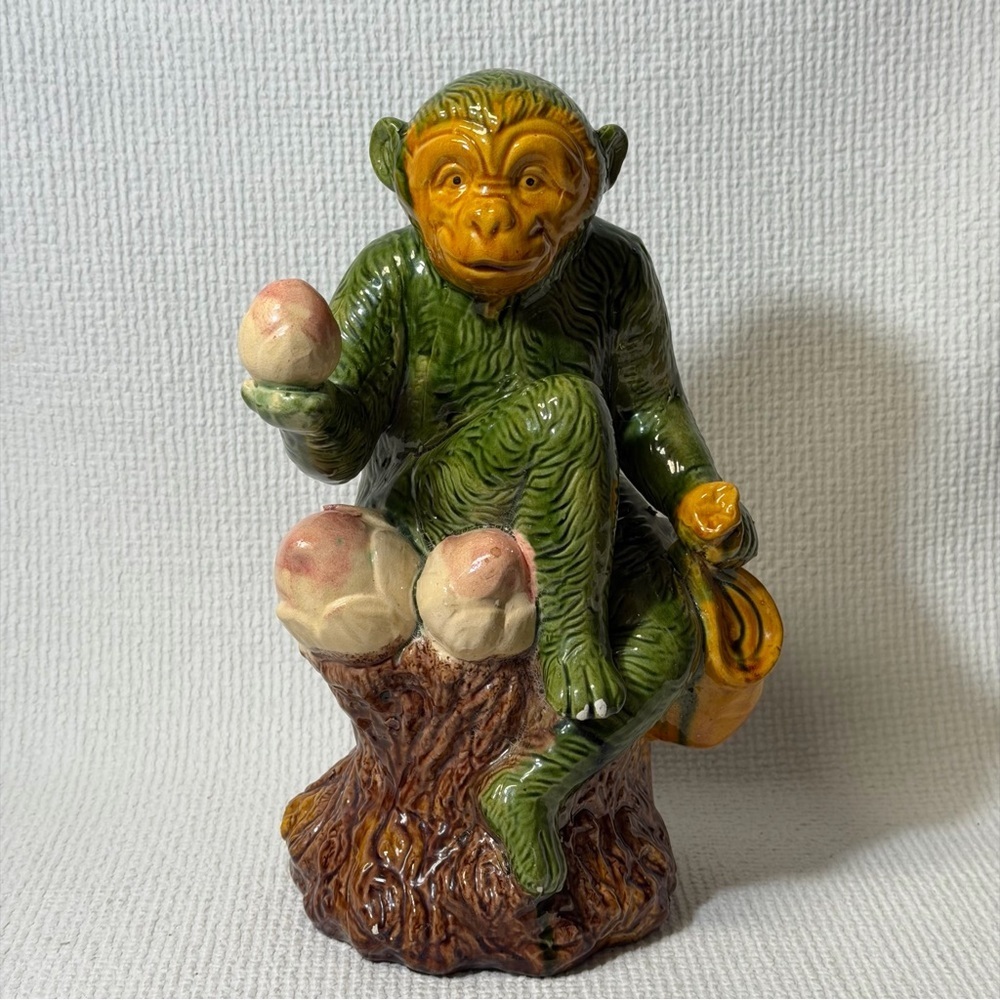 Antique Collectible Monkey Holds
Fruits and Water bag.